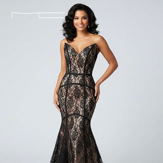 Black Lace Sweetheart Gown 11